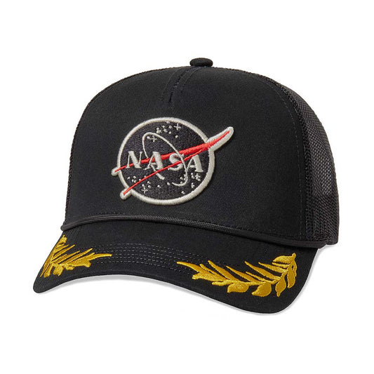 NASA Hats: The General | Black/Gold Snapback Trucker Hat