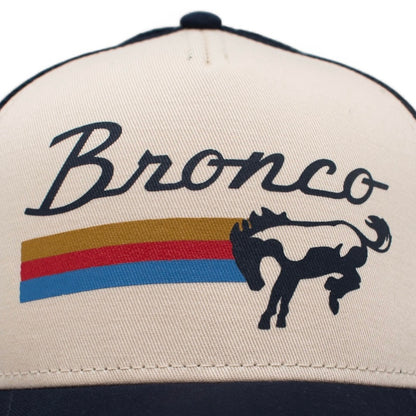 Ford Bronco Hats: Ivory/Navy Snapback Trucker Hat | Vintage Brands