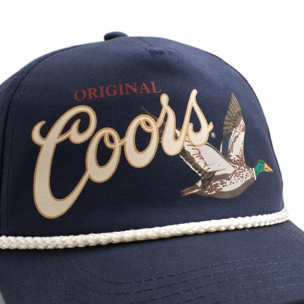AMERICAN NEEDLE Coors Beer Canvas Cappy Adjustable Snapback Baseball Trucker Hat (23005B-COORS-NAVY)