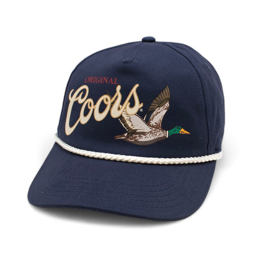 AMERICAN NEEDLE Coors Beer Canvas Cappy Adjustable Snapback Baseball Trucker Hat (23005B-COORS-NAVY)