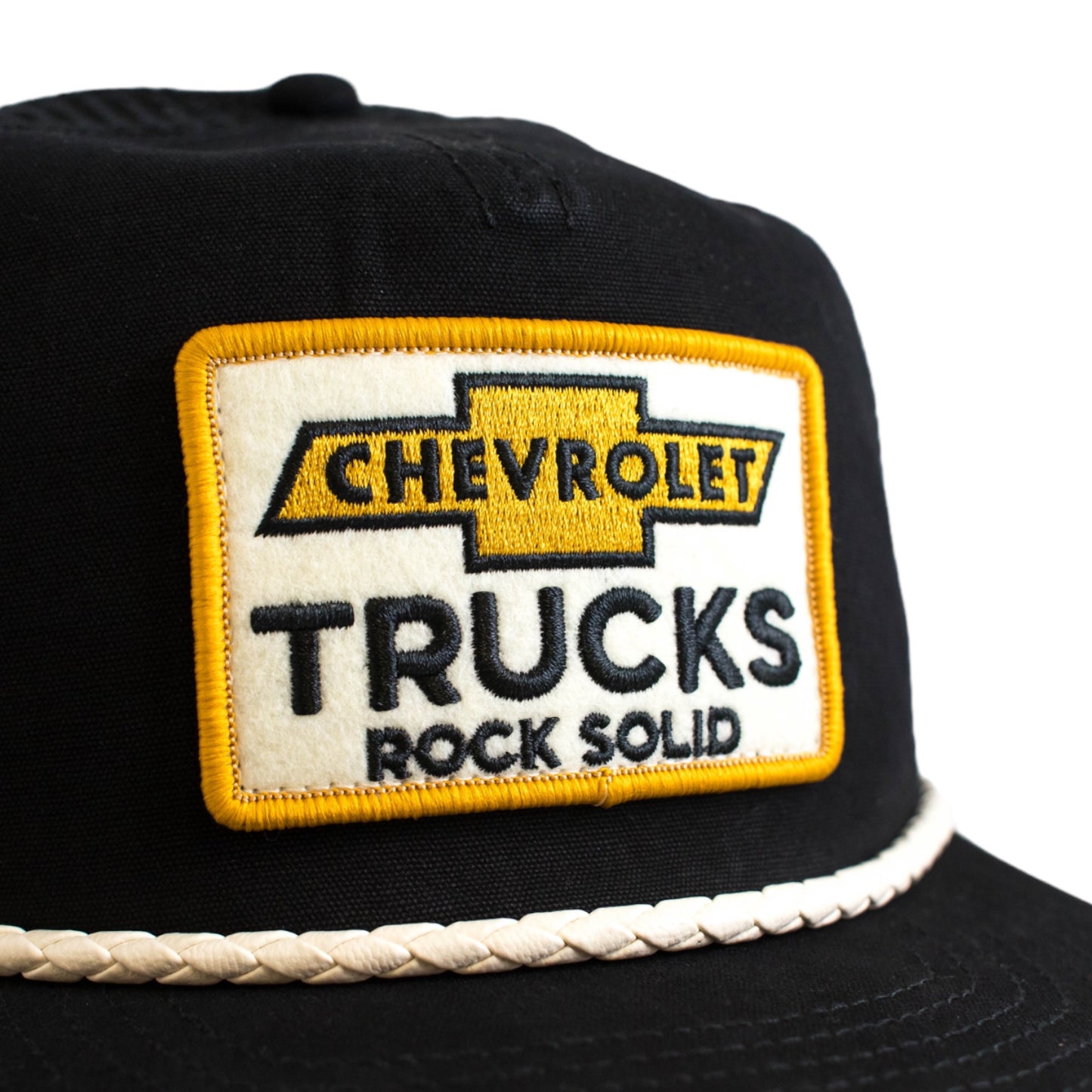 AMERICAN NEEDLE Chevrolet Trucks Wyatt Adjustable Snapback Trucker Baseball Hat (23014A-CHEVY-BLK) Black