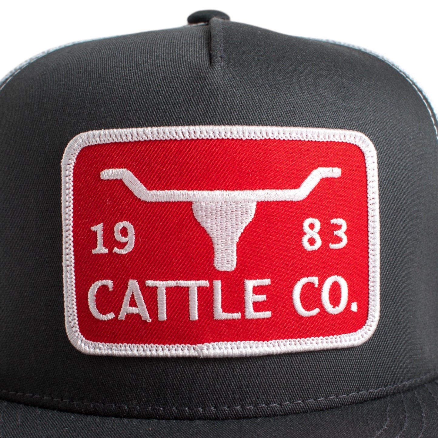 WHISKEY BENT HAT CO. 5-Panel Chisholm 1983 Cattle Co Logo Patch Snapback Hat (Grey/White)