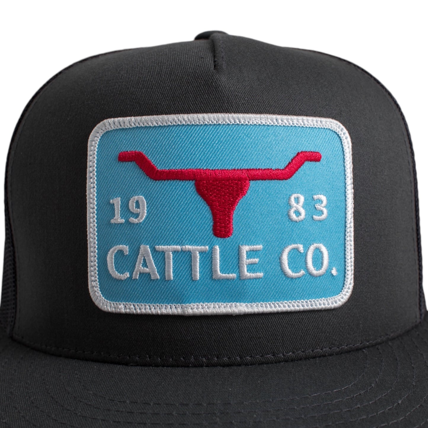 WHISKEY BENT HAT CO. 1983 Cattle Co. Longhorn Adjustable Snapback Hat, The Chrisholm (Charcoal/Black)