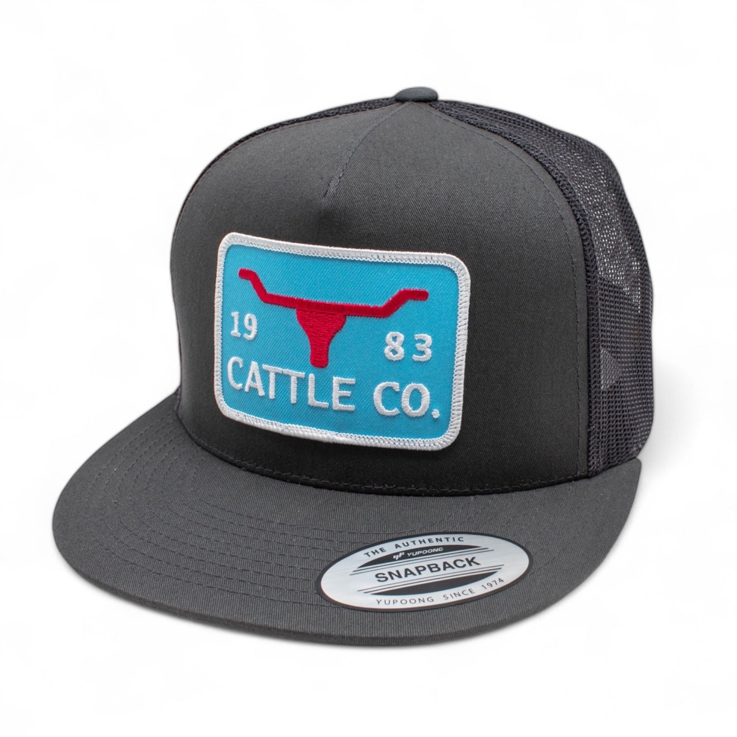 WHISKEY BENT HAT CO. 1983 Cattle Co. Longhorn Adjustable Snapback Hat, The Chrisholm (Charcoal/Black)