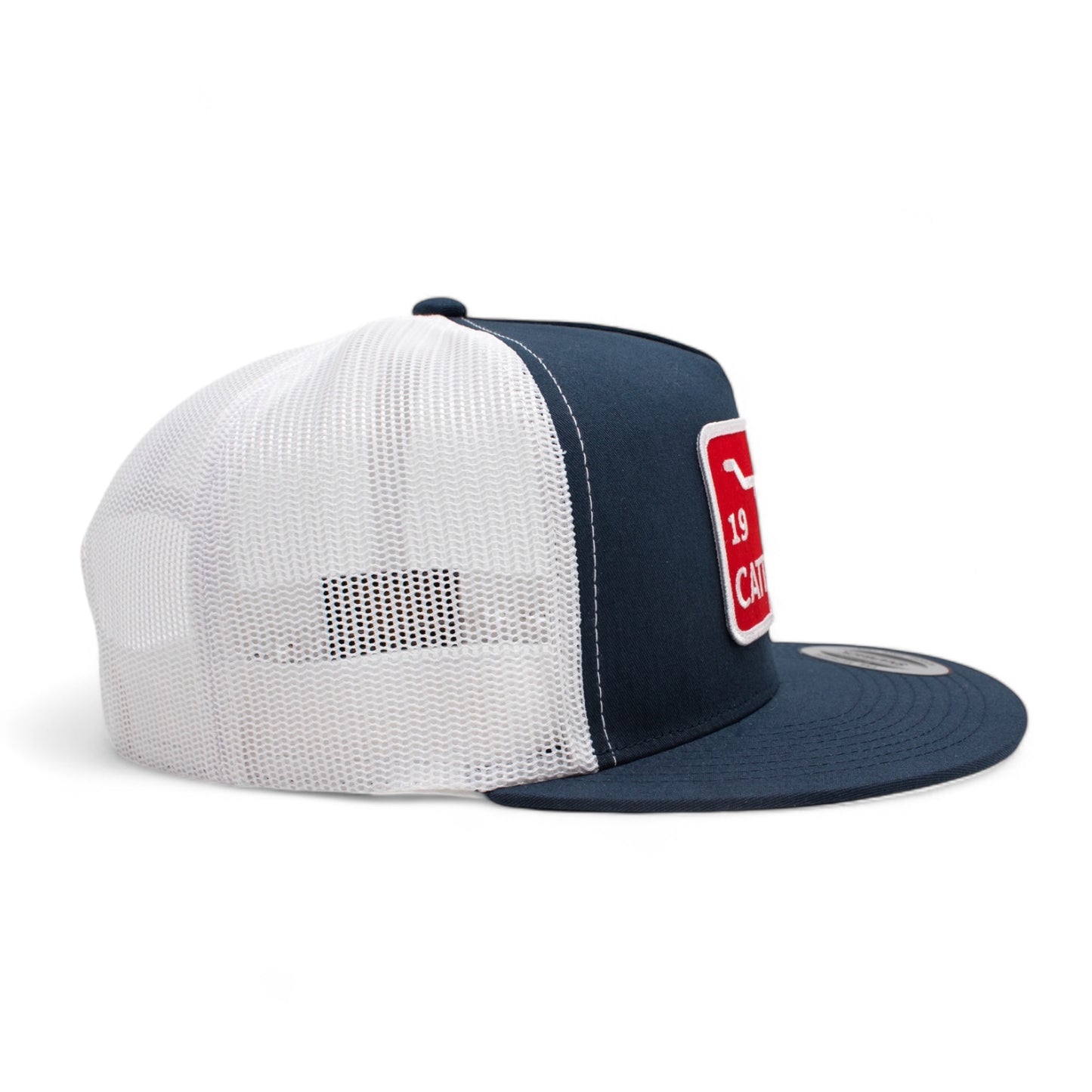 WHISKEY BENT HAT CO. 1983 Cattle Co. Longhorn Patch Adjustable Snapback Hat, The Chrisholm (Navy/White)