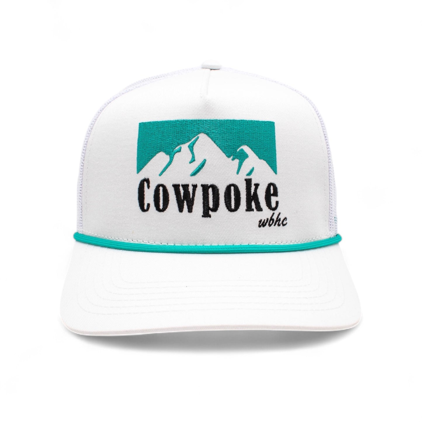 Whiskey Bent Hat Company Authentic 5-Panel Snapback Trucker Hat - Cowboy Killer 2.0 Cowpoke Embroidered Logo White/Mint