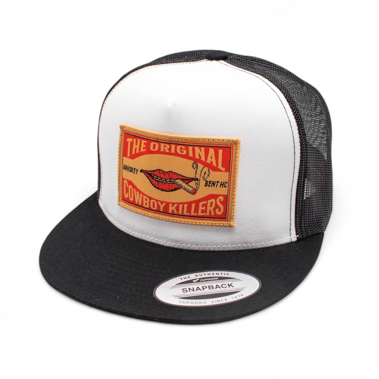 WHISKEY BENT HAT CO. Matchbox - Original Cowboy Killers 5-Panel Meshback Snapback Hat (US, Alpha, One Size, Black/White)