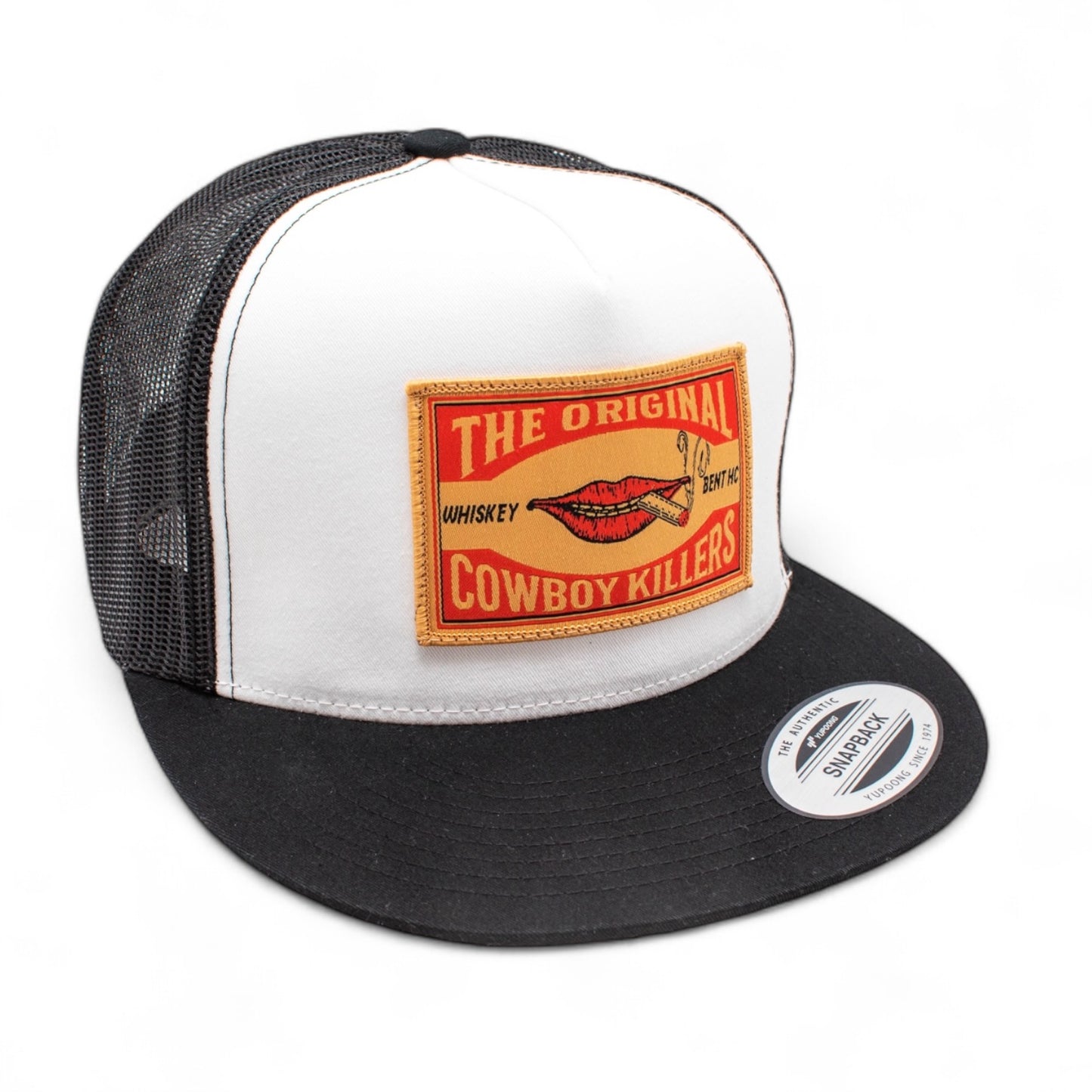 WHISKEY BENT HAT CO. Matchbox - Original Cowboy Killers 5-Panel Meshback Snapback Hat (US, Alpha, One Size, Black/White)