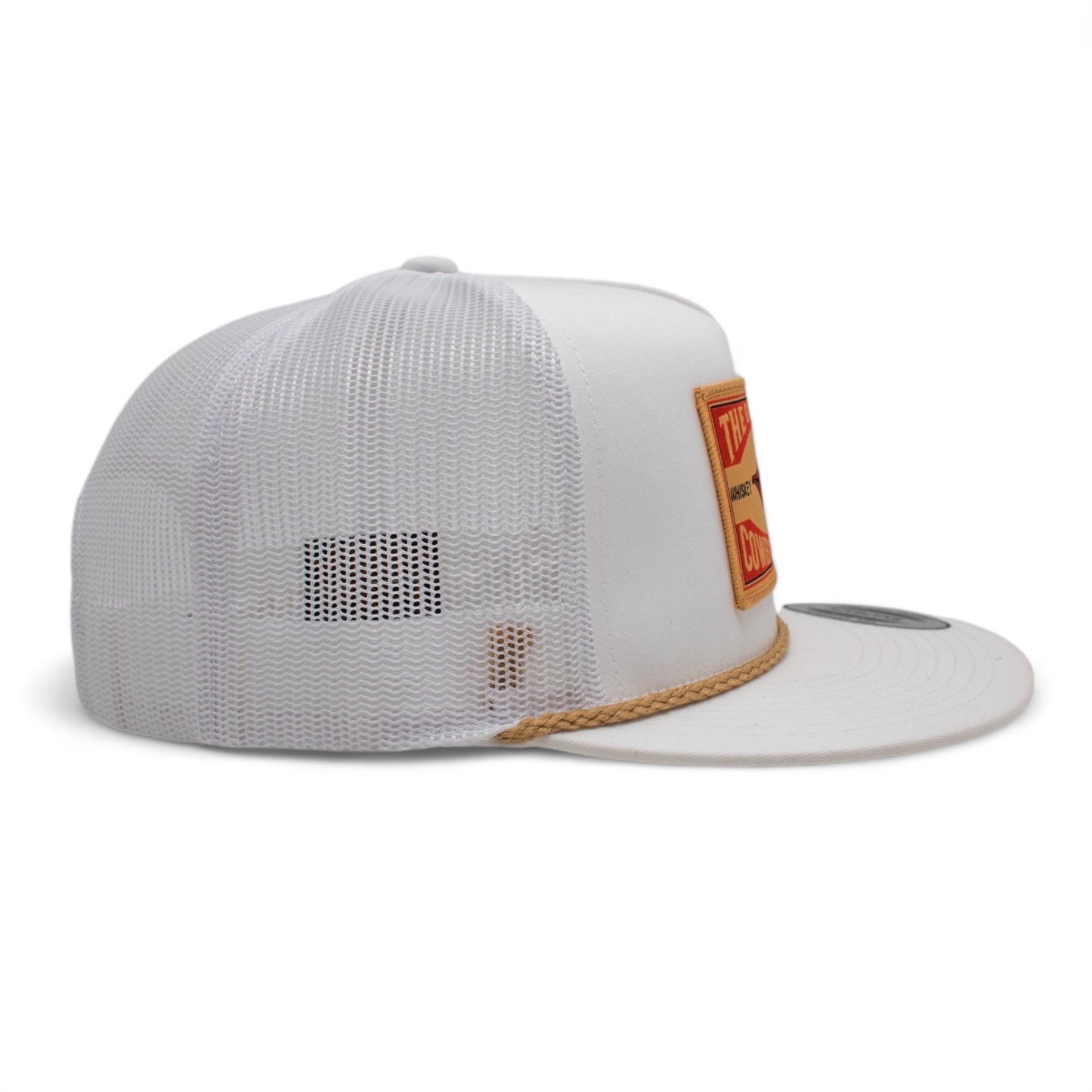 WHISKEY BENT HAT CO. Matchbox - Original Cowboy Killers 5-Panel Meshback Snapback Hat (US, Alpha, One Size, White, Gold Rope)