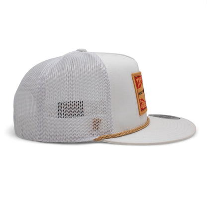 WHISKEY BENT HAT CO. Matchbox - Original Cowboy Killers 5-Panel Meshback Snapback Hat (US, Alpha, One Size, White, Gold Rope)