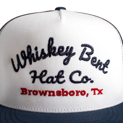 WHISKEY BENT HAT CO. The Conway Adjustable Hat (White/Navy)