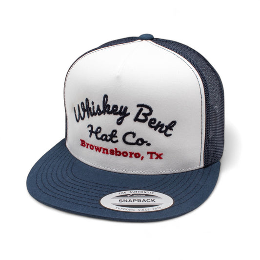 WHISKEY BENT HAT CO. The Conway Adjustable Hat (White/Navy)