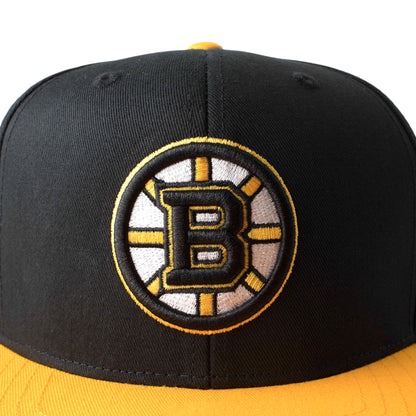 AMERICAN NEEDLE Officially Licensed NHL Boston Bruins Team Hat, Embroidered Logo, Flat Brim, Snapback Black/Gold
