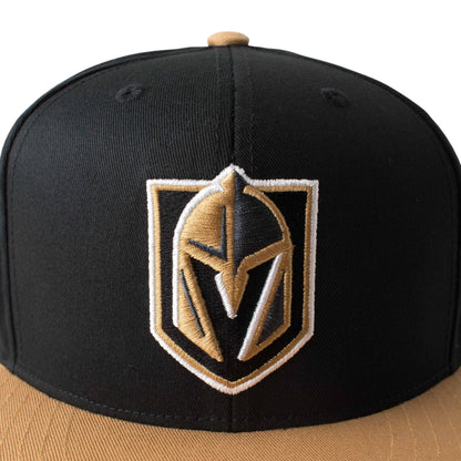 AMERICAN NEEDLE Officially Licensed NHL Las Vegas Golden Knights Team Hat, Embroidered Logo, Flat Brim, Snapback Dark Black/Gold