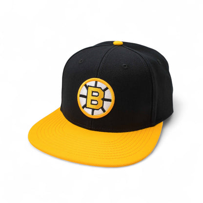 Boston Bruins Hats: Black/Gold Snapback Flat Bill Hat | NHL