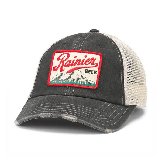 Rainier Beer Hats: Black/Ivory Snapback Trucker Hat | Beer Brands