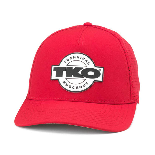 TKO Strength & Performance Hats: Red/White Cooling Mesh PVC Patch Hat | Workout