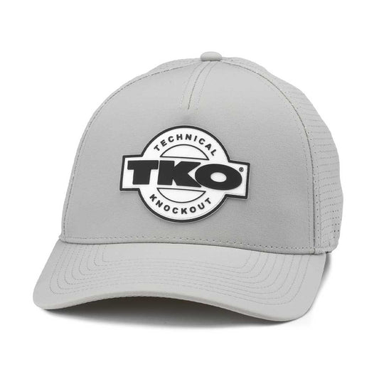TKO Strength & Performance Hats: Pewter/White Cooling Mesh PVC Patch Hat | Workout