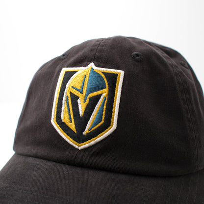 AMERICAN NEEDLE NHL Vegas Golden Knights Hockey Team New Raglan Adjustable Baseball Hat, Black (36672B-VGK-BLK)