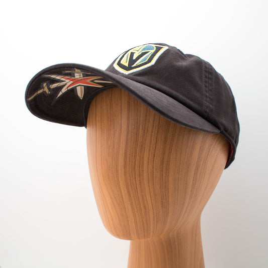 AMERICAN NEEDLE NHL Vegas Golden Knights Hockey Team New Raglan Adjustable Baseball Hat, Black (36672B-VGK-BLK)