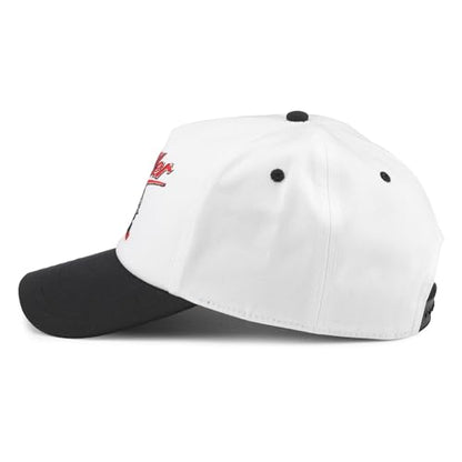 AMERICAN NEEDLE Miller Racing Roscoe Adjustable Snapback Baseball Hat, White/Black (23008B-MHL-WHBL)
