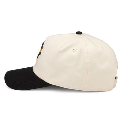AMERICAN NEEDLE Pittsburgh Penguins NHL Burnett Adjustable Snapback Baseball Hat, Ivory/Black (23020A-PPN-IBLK)
