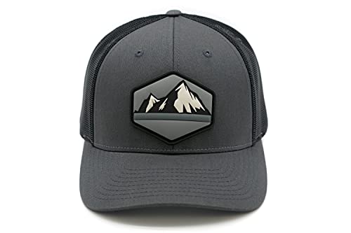 HGP Mountain View PVC Patch Charcoal Grey/Black Snapback Trucker Hat 5