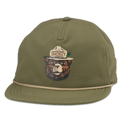 AMERICAN NEEDLE Smokey The Bear Catalina Adjustable Snapback Baseball Hat, Army Green (23023A-SBEAR-ARMY)