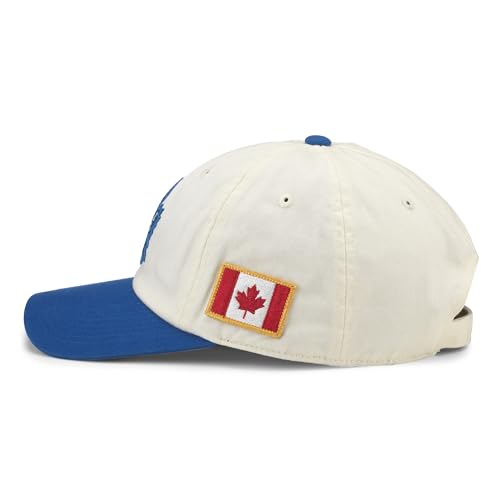 AMERICAN NEEDLE United Slouch NHL Team Casual Dad Hat Toronto Maple Leafs, Ivory/Royal (43572A-TML)