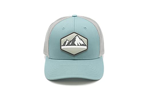HGP Mountain View PVC Patch Teal/Grey Snapback Trucker Hat 5