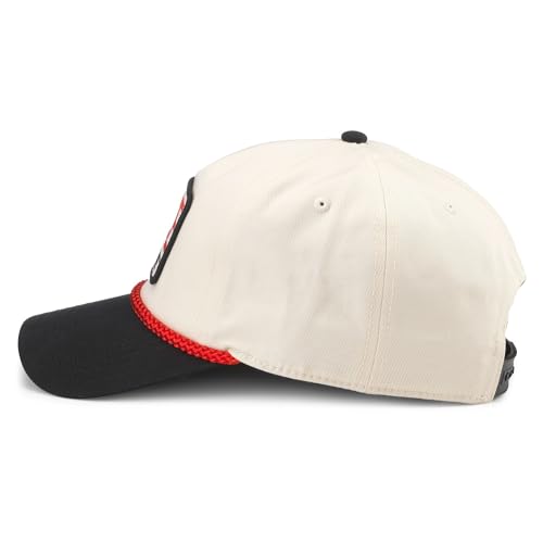 AMERICAN NEEDLE Ace Hardware Roscoe Adjustable Snapback Baseball Hat, Ivory/Black (23008A-ACEH-IBLK)