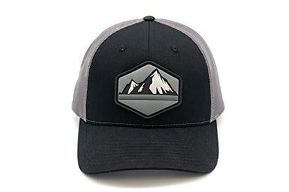 HGP Mountain View PVC Patch Black/Charcoal Grey Snapback Trucker Hat 5