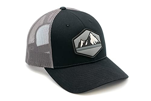 HGP Mountain View PVC Patch Black/Charcoal Grey Snapback Trucker Hat 2