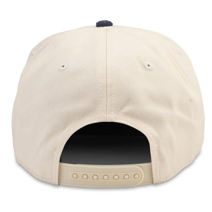 AMERICAN NEEDLE Seattle Kraken NHL Burnett Adjustable Snapback Baseball Hat, Cream/Navy (23020A-SEK-CRNV)