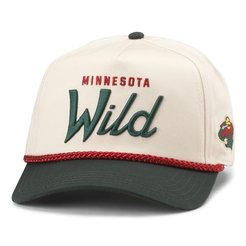 AMERICAN NEEDLE Minnesota Wild NHL Roscoe Adjustable Snapback Baseball Hat, Cream/Dark Green (23008A-MNW-CRDG)