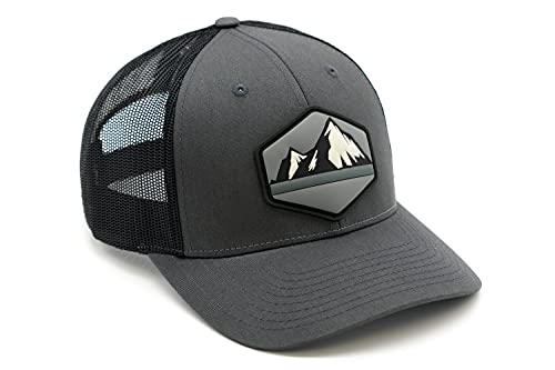 HGP Mountain View PVC Patch Charcoal Grey/Black Snapback Trucker Hat 2