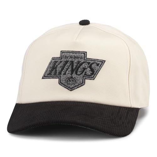 AMERICAN NEEDLE LA Kings NHL Burnett Adjustable Snapback Baseball Hat, Cream/Black (23020A-LAK-CRBK)
