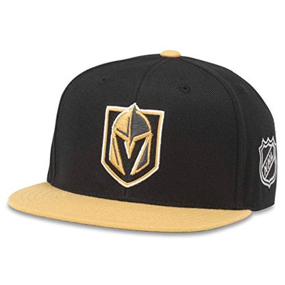 AMERICAN NEEDLE Blockhead 2 NHL Team Flat Brim Hat, Las Vegas Golden Knights, Black/Gold (43732A-VGK)