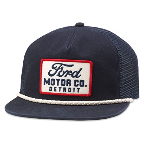 AMERICAN NEEDLE Ford Motor Company Wyatt Adjustable Snapback Trucker Baseball Hat (23014A-FORD-NAVY)