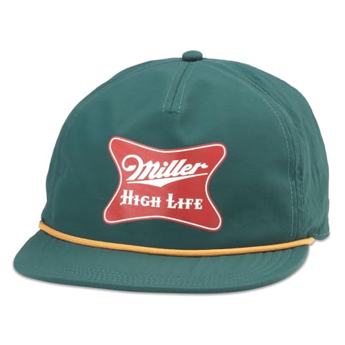 AMERICAN NEEDLE Miller High Life Catalina Adjustable Snapback Baseball Hat, Dark Green (23023A-MHL-DGRN)