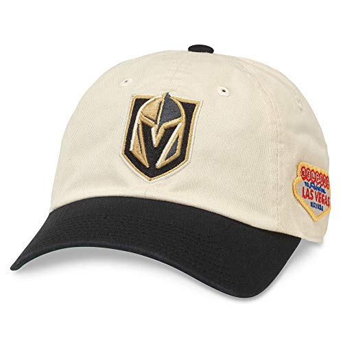 AMERICAN NEEDLE United Slouch NHL Team Casual Dad Hat Vegas Golden Knights, Ivory/Black (43572A-VGK)