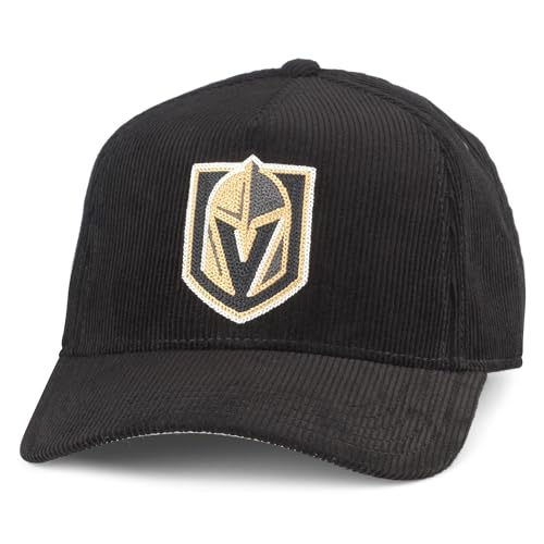 AMERICAN NEEDLE Vegas Golden Knights NHL Corduroy Valin Adjustable Snapback Baseball Hat, Black (23022A-VGK-BLK)