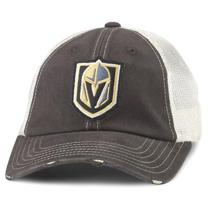 American Needle Officially Licensed NHL Hockey Orville Team Hat, Distressed, Dad Cap (Vegas Golden Knights (Black/Stone))
