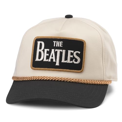 AMERICAN NEEDLE The Beatles Roscoe Adjustable Snapback Baseball Hat, Ivory/Black (23008A-BEATLES-IBLK)