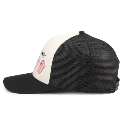 AMERICAN NEEDLE Rolling Stones Sinclair Adjustable Snapback Baseball Hat, Black/Ivory (21001A-RLSTONE-BLIV)