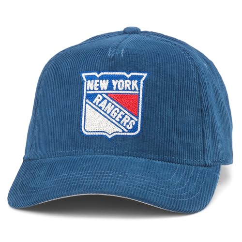 AMERICAN NEEDLE New York Rangers NHL Corduroy Valin Adjustable Snapback Baseball Hat, Royal (23022A-NYR-ROY)