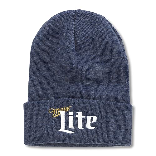 AMERICAN NEEDLE Miller LITE Patch Terrain Knit Cuff Beanie HAT, Navy, Authentic, New