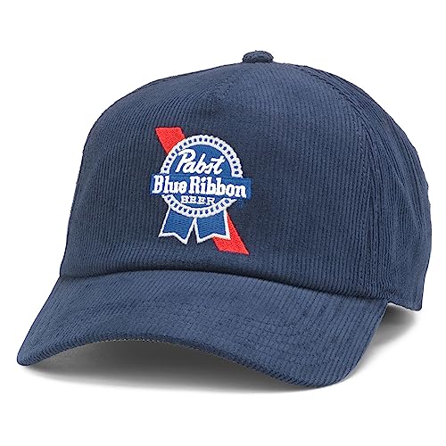 AMERICAN NEEDLE Pabst Blue Ribbon Beer Roscoe Cord Adjustable Snapback Baseball Hat (23015A-PBC-NAVY)