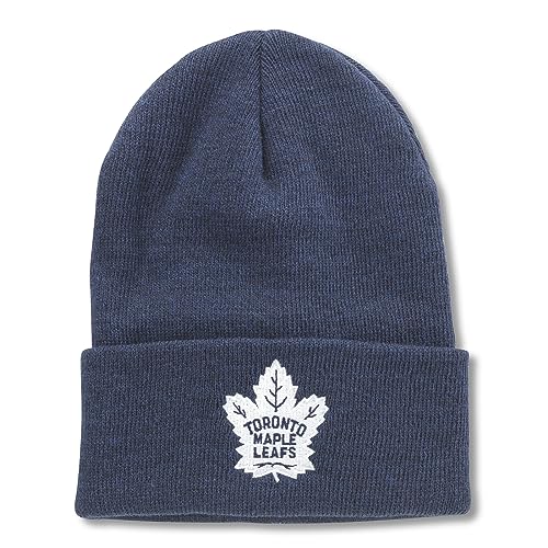 AMERICAN NEEDLE Officially Licensed NHL Hockey Team Logo Cap, Terrain Knit Beanie, Winter Hat, Authentic, New (Maple Leafs (Heather Breaker Blue)