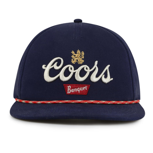 AMERICAN NEEDLE Coors Banquet Beer Snapback Baseball Dad Hat, Coachella Collection, (21017A-COORS-NAVY)